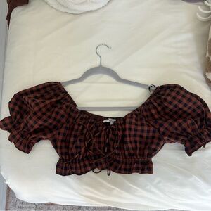 Brown checkered crop top